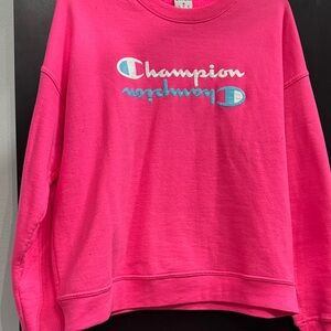 Champion Pink Sweatshirt with Blue Logo